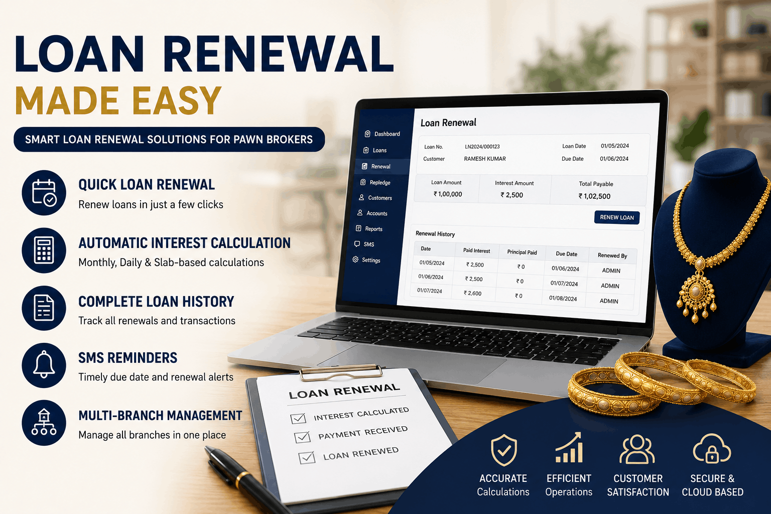 Loan Renewal Made Easy with FinApp Pawn Broking Software