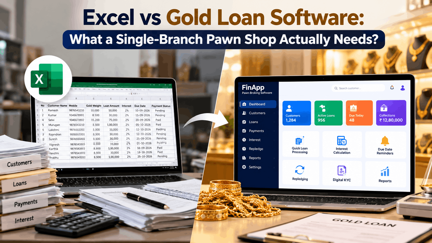 Excel vs Gold Loan Software: What Does a Single-Branch Pawn Shop Need?