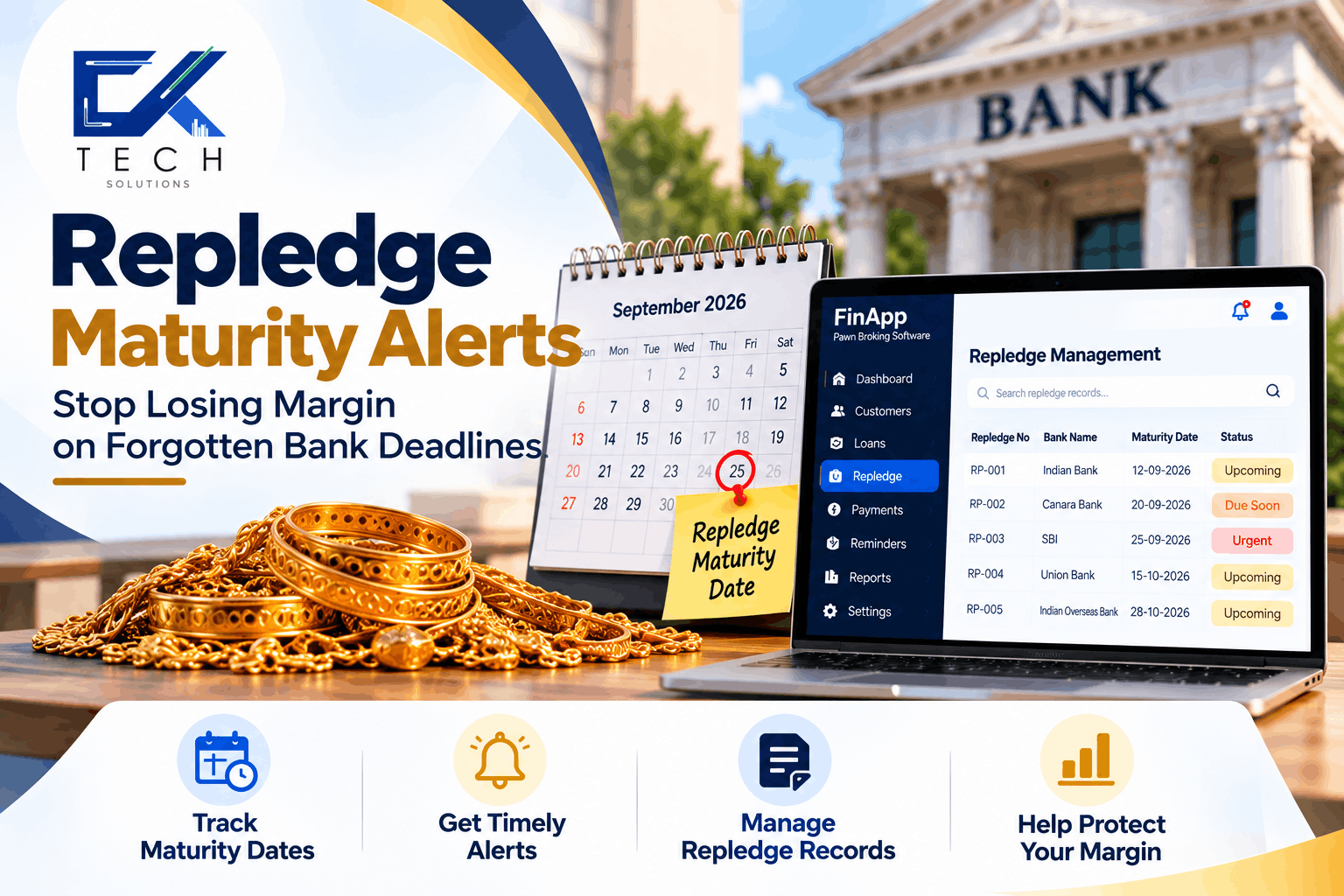 Repledge Maturity Alerts: Track Bank Deadlines with Pawn Software
