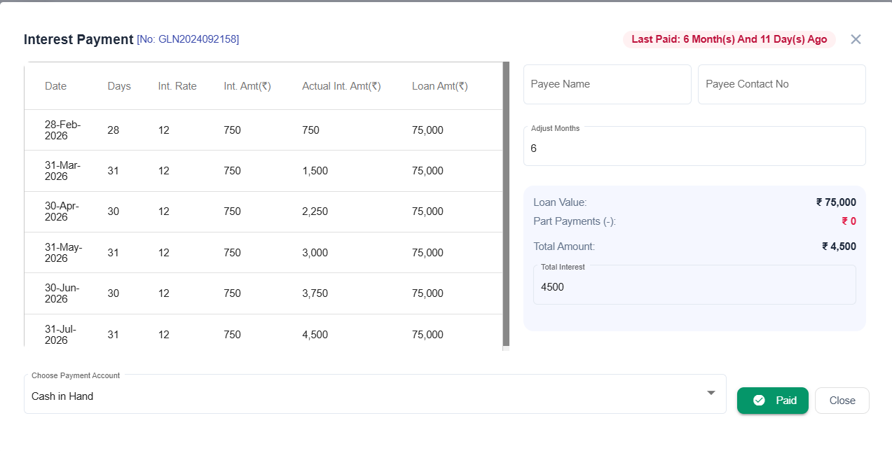 Interest Summary Screen